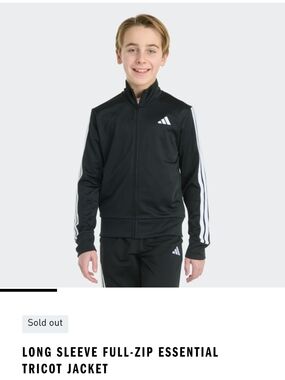Adidas Black Full-Zip Tricot Jacket with White Stripes